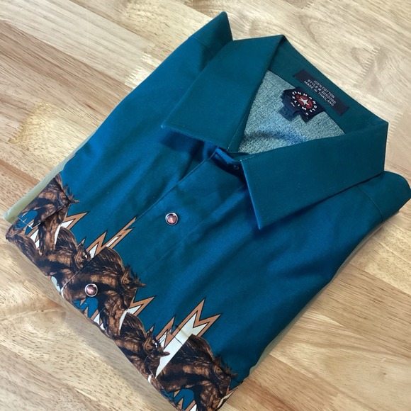 NWT Men's Panhandle Slim Western Pearl Snap Horse Print Long Sleeve -‎ XL - Picture 1 of 8